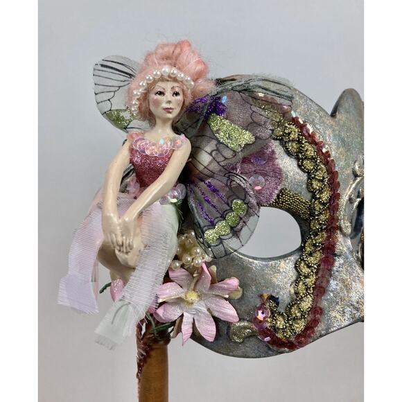 Katherine’s Collection Mask Masquerade Mardi Gras Fairy Gold Sequins Flowers - Picture 16 of 16